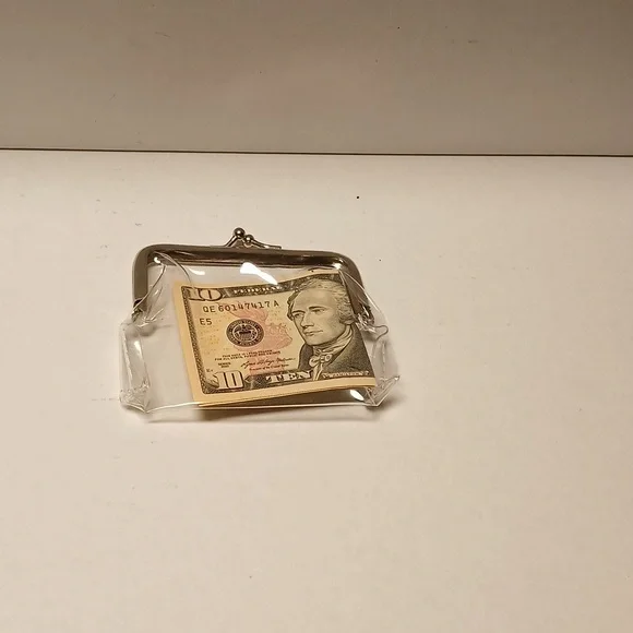 Clear Coin Purse with Silver color Frame Kiss lock NIP - Picture 5 of 5